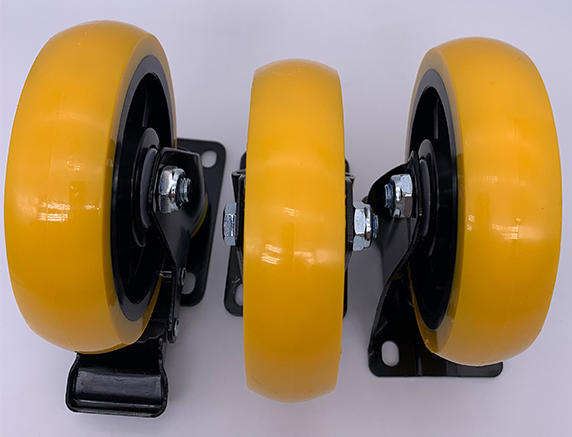 5 Inch Orange Polyurethane Rigid Plate Caster Wheels
