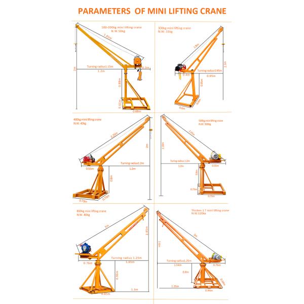 ML500 500kg 800kg 1000kg Monkey Lift Mini Construction Crane Max. Lifting Height 30m