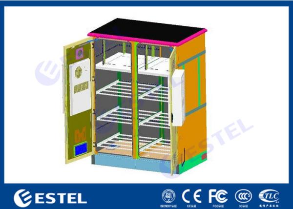 Two Bay Outdoor Base Station Cabinet High Strength Air Conditioner Cooling Anti Theft Design
