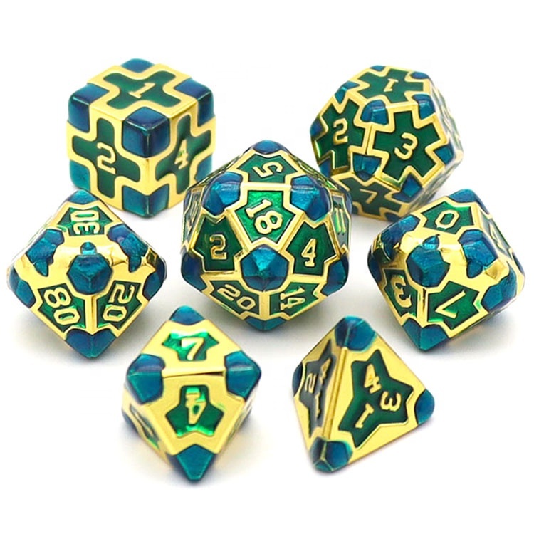 Customized Logo Zinc Alloy Metal Dice Set D4-D20 for Role-Playing Board Games