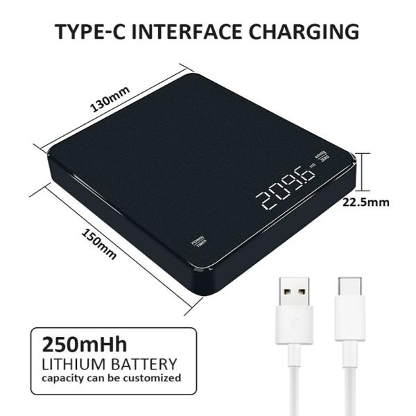Recomendación de peso máximo de 3 kg Mini balanza de café digital para el hogar con temporizador de fuente de energía eléctrica y pantalla digital