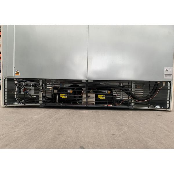 Enchufe de trabajo pesado de cuatro puertas comercial de vidrio de la puerta de la pantalla congelador en elegancia negro