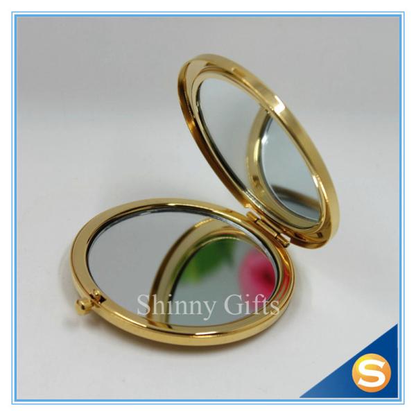 Shinny Gifts Luxury Rhinestone Flower Design Metal Compact Mirror Small Makeup Mirror For Girls Gift