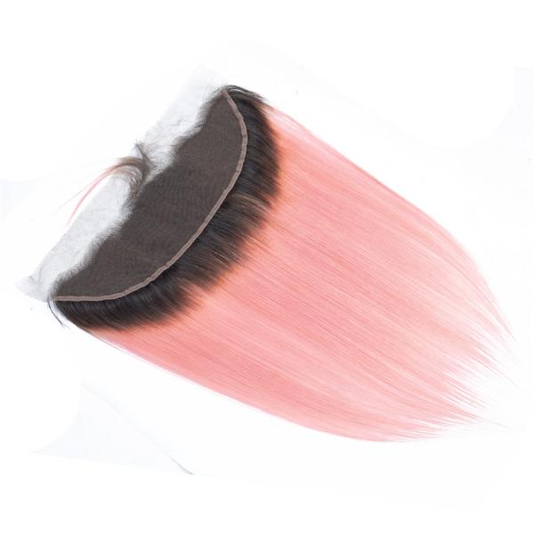 Pink Front Ombre Human Hair Extensions Silk 10A Grade Tangle Free