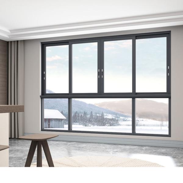 Double Glass Commercial Aluminum Sliding Windows in Pear for Soundproof and Heatproof