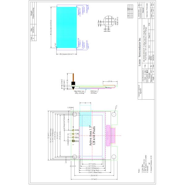 1.3 Inch Oled Display Screen 110Cd/㎡ CH1116 30 Pin