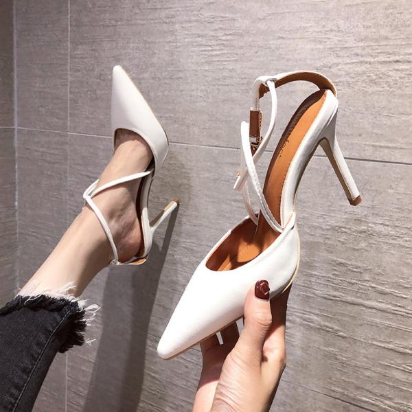 YTH001 Baotou Women'S Sandals Pointed Toe Fashion Buckle Strap Ladies Stiletto Cross Strap High Heels Brand Women'S Shoe