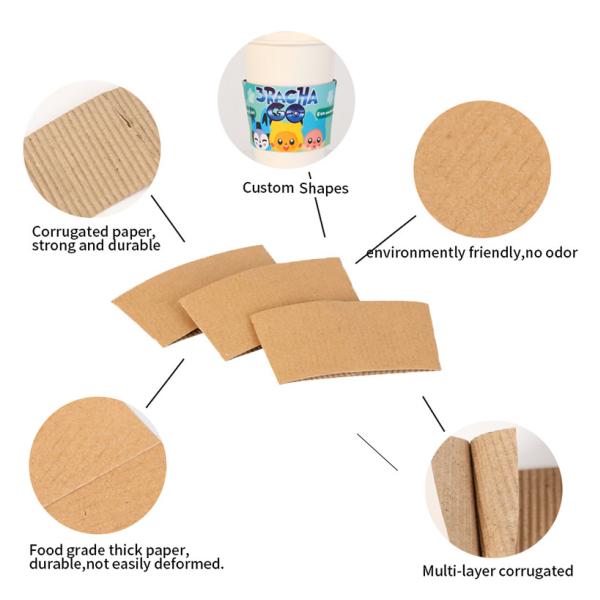 Coffee Sleeves Protective Heat Insulation Drinks Cup Sleeve Corrugated