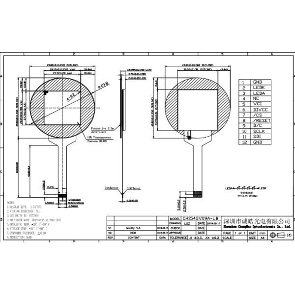 Интерфейс 240×240 SPI 1,54 дюйма вокруг привода IC NT7789V дисплея TFT
