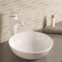 Ronda superficial muy brillante del lavabo de la encimera del cuarto de baño de la tabla no porosa del fregadero