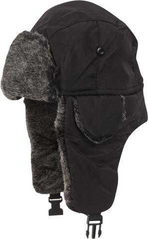 Black Mens Waterproof Winter Hats , Faux Fur Ski Warm Winter Hats With Ear Flaps