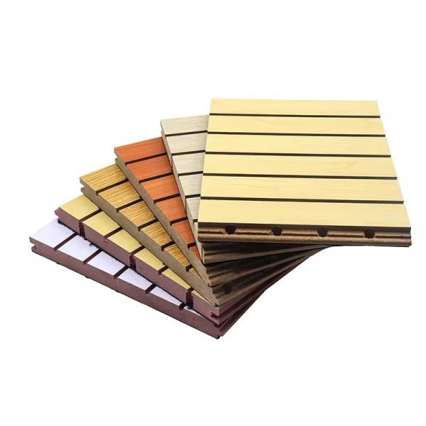 China wholesale oem available grooved modern sound proof wall natural oak wood acoustic panels for Auditorium
