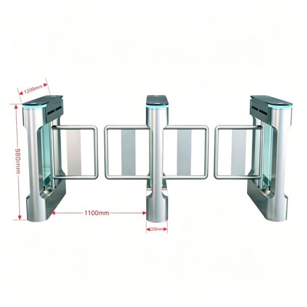 Hotel Lobbies Swing Turnstile Floor Mounted With RFID Access Control