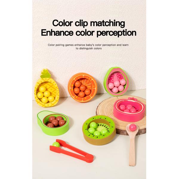 Wholesale Fruit Color Matching Bead Game Wooden Kitchen Toy Pretend Play Toy Early Educational Toys