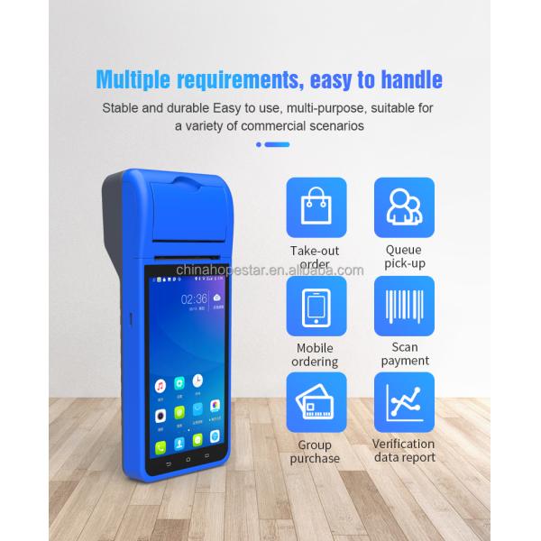 Monochrome Printer Output Type 5.5-Inch Android 8.1 PDA POS Terminal for Streamlined Restaurant Order Processing