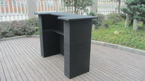 Contemporary Black Resin Wicker Bar Set For Outdoor Beach Bar