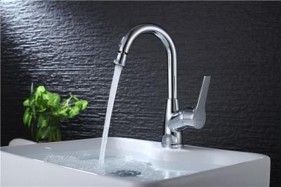 Brass Body Basic Kitchen Faucet Deck Mounted Mixer Rotate Water Outlet Polished