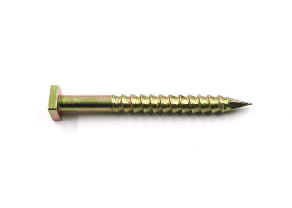 Yellow Zinc Plated  Mild Steel Square Head Concrete Nails Screws