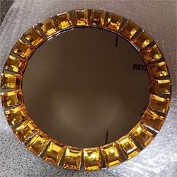 Placa de carregador de espelho de borda de ouro para evento de casamento diamantes de 15 polegadas