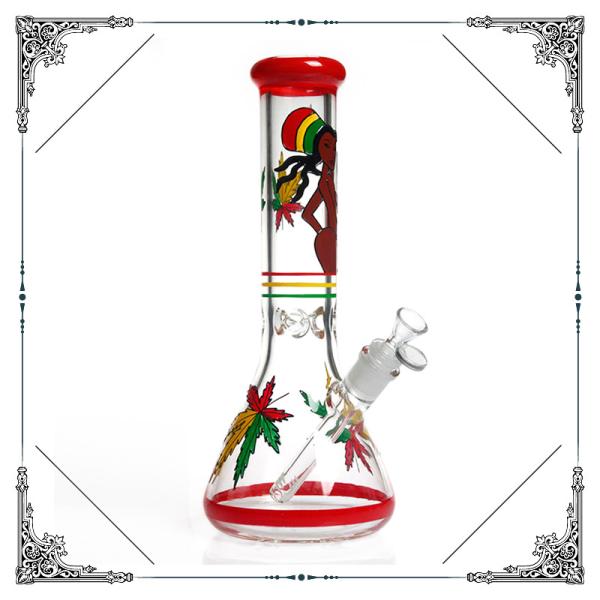 Smoking Glass Bongs 13.5 Inches Height With Hand Drawing Belle Art