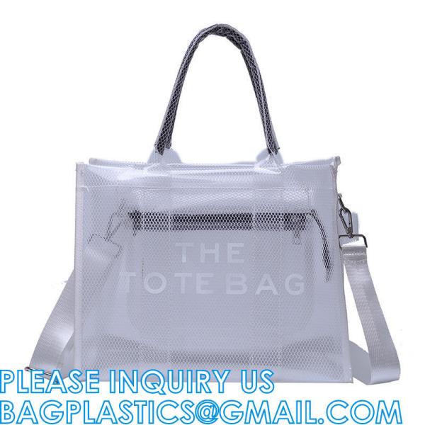 Wholesale Summer Clear Mesh PVC Beach Bags Transparent Design Tote Bags Women Luxury Handbags For Outdoor