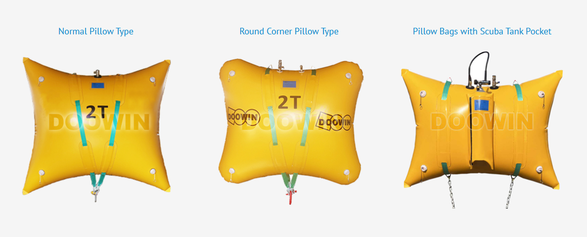 CCS Certificated Shallow Water Marine Salvage Enclosed Pillow Shape Underwater Air Lifting Bags