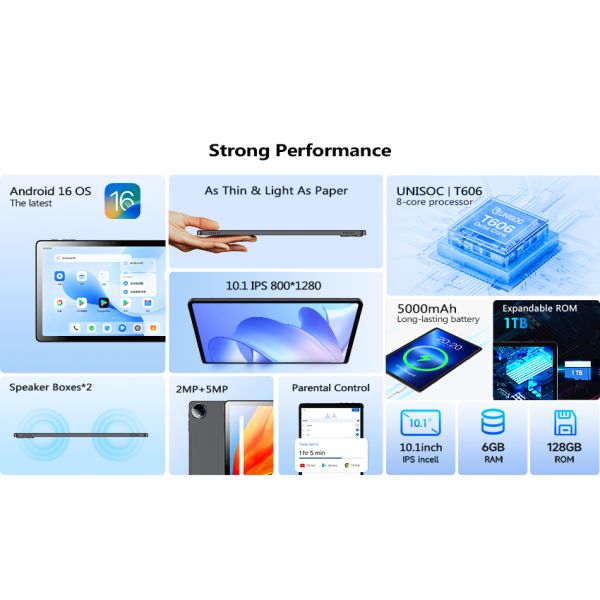 Kinstone 10.1inch Tablet PC 5000mAh 4G LTE Octa-core Incell FHD 6GB+128GB