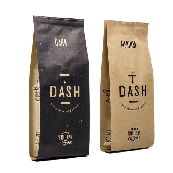 250G Doypack White Kraft Paper Coffee Bags Flat Bottom Kraft Coffee Bags With Window