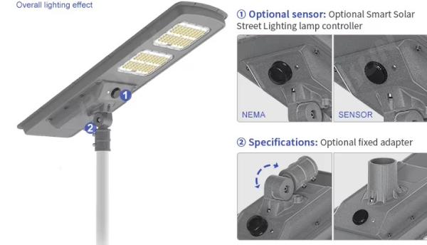High Bright 60W/80W IP65 Waterproof Street Light All-in-One Solar Outdoor Road Square Lights 220lm/w Long Lifespan