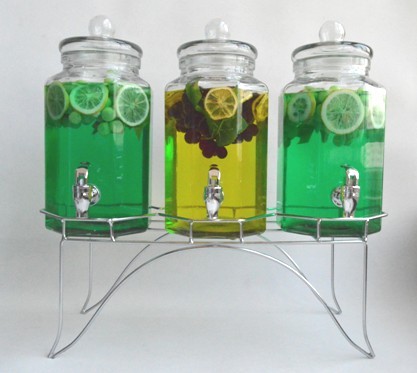 3 PC glass juice / beverage dispensers