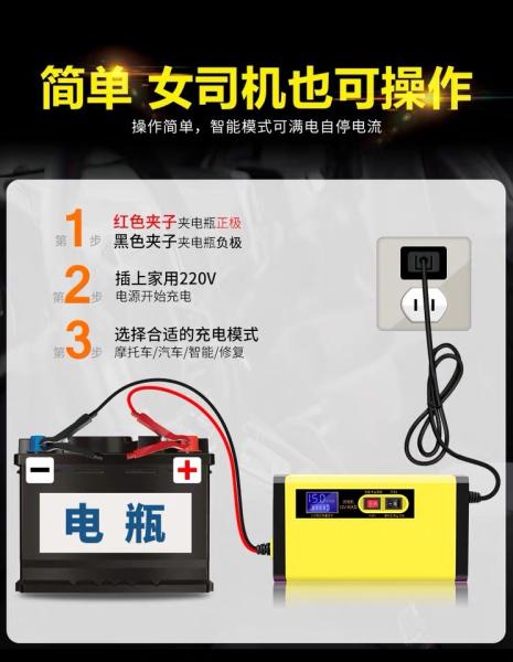 12v 24v Lifepo4 Intelligent Car Battery Charger Smart Two Types