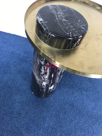 Modern Stylish Round Marble Coffee Table Stainless Steel Tray For Luxury Hotel