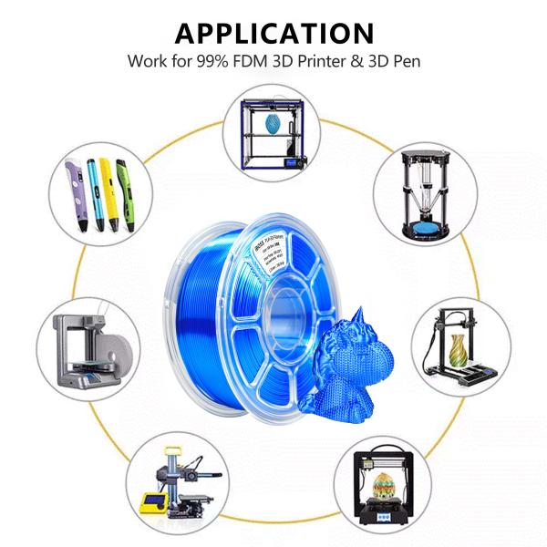 Silk Blue 3D Printing PLA+ 3D Filament 1kg 1.75mm Printing Temperature 220-240℃ Custom