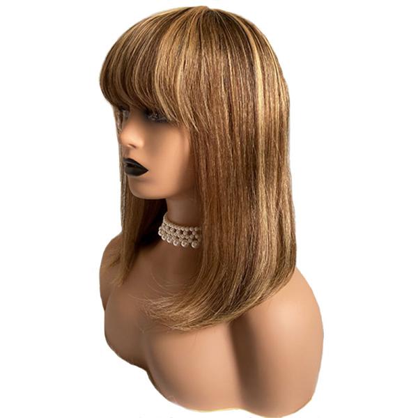 Glueless Bob Wigs 100% Remy Human Hair None Lace Front P4/27 Brazilian Straight