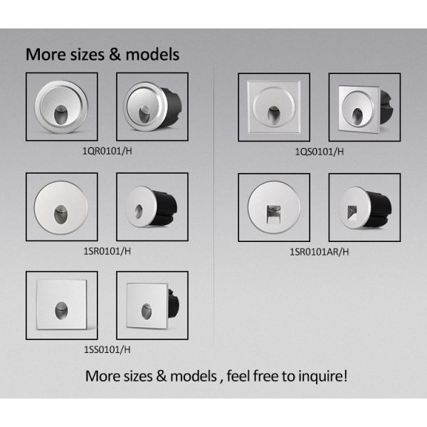 Floor & Wall LED Recessed Light 1W 3W IP65 White 3000K Aluminum Material 80*80MM