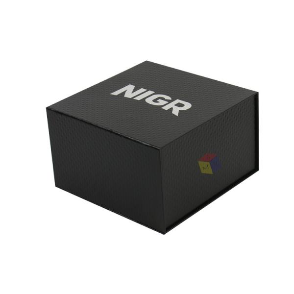 Black Custom Logo Magnetic Close Clothing Gift Fedora Cowboy Hat Box Packaging Texture Paper Cardboard