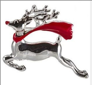 Рождественская серебряная брошь круглая красная формы для подарков на юбилей