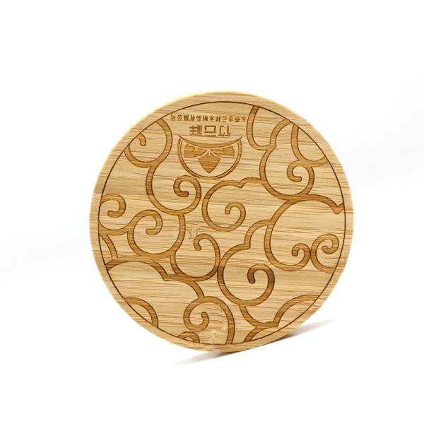 Home Kitchen Wooden Coaster Round Bamboo Coaster With Laser Lines
