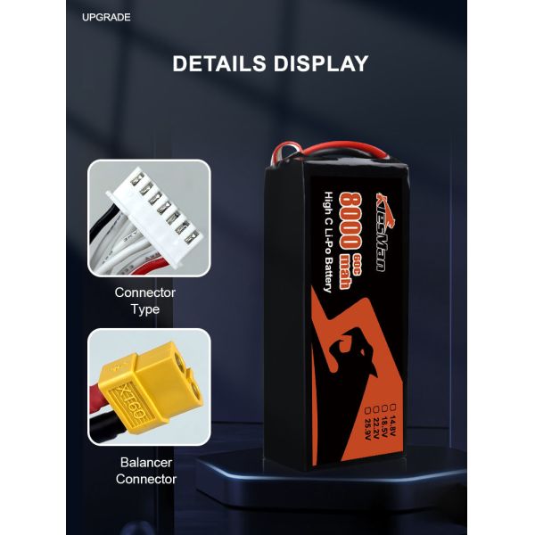 KlesMan Lipo FPV Drone Batteries 22.2V Lithium Polymer Battery 8000mAh 25 35 45 60C
