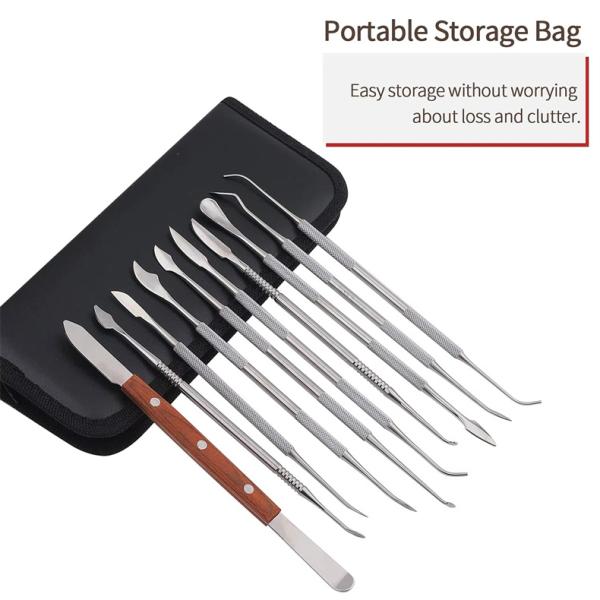 Double-Ended Dental Sculpture Knife Stainless Steel 10pcs/ Set Dental Wax Carving Tools