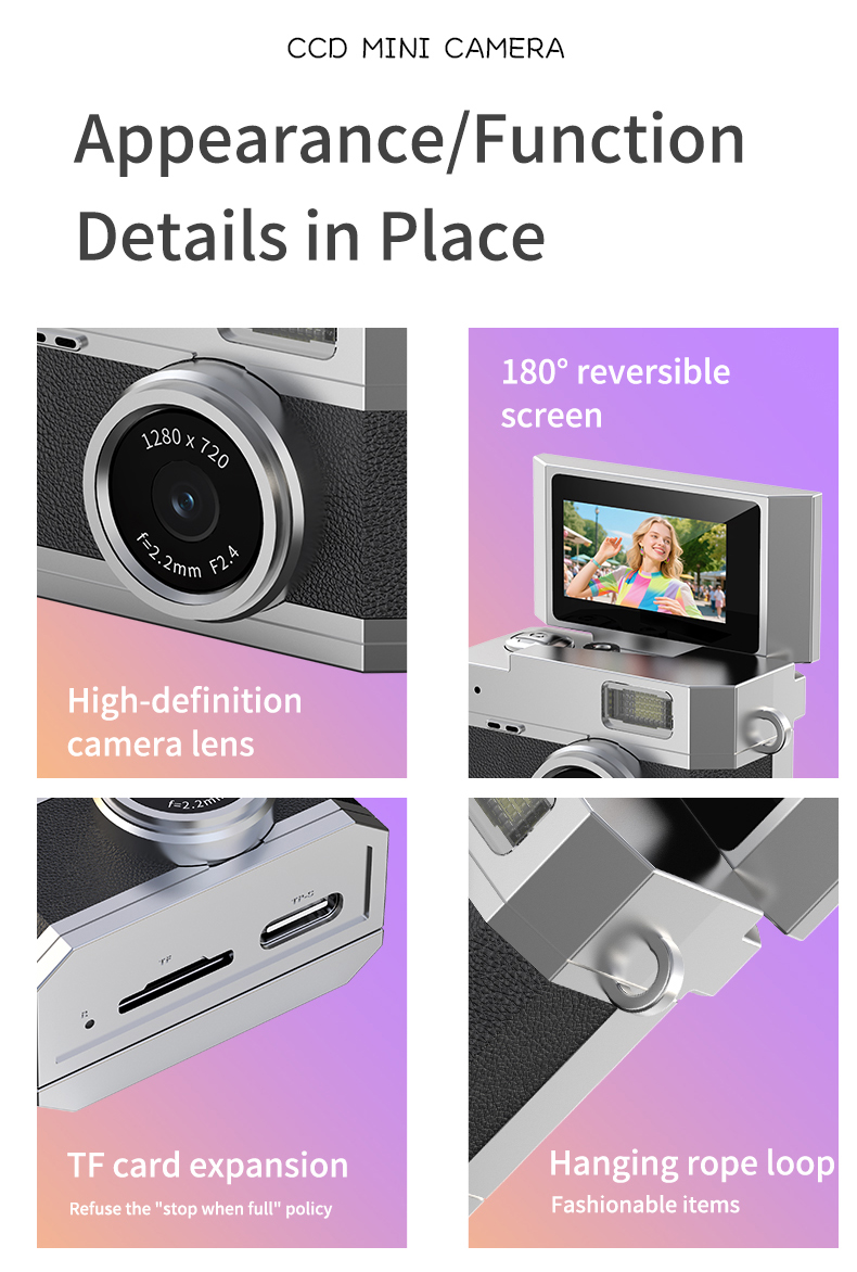 DLC 1080P HD Neck-Wearable Mini Camera - Flip Rotatable Lens, Flash & Filters & Selfie, Portable Fashion Accessory Camera