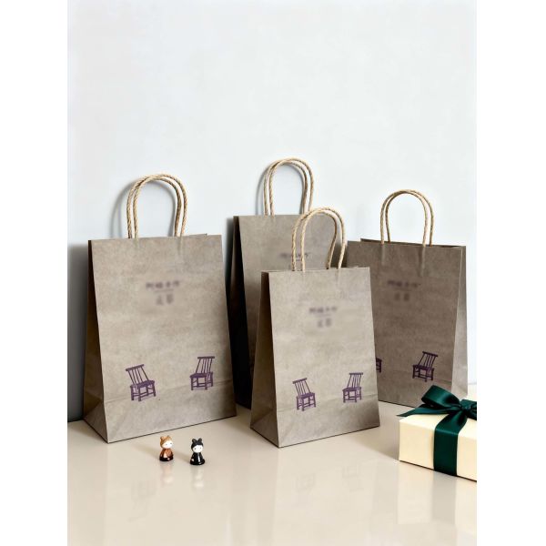 Customizable Kraft Paper  twisted  handle  Bag Printing  Take Away Bag Shopping Bags