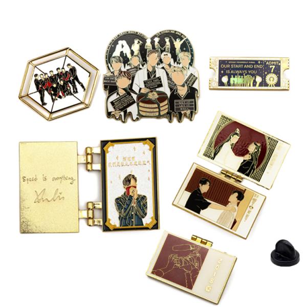 Lovely Fill In Color Metal Lapel Pins Custom Logo Western Brooches Cartoon Badges