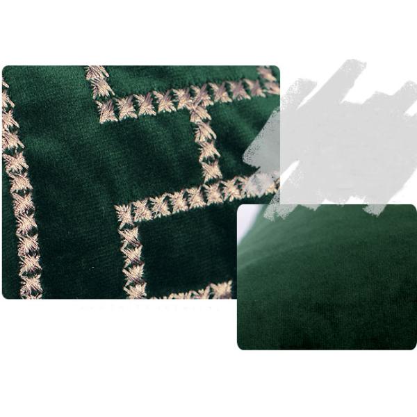 Forest Green Decorative Throw Pillows Geometric Embroidered 100% Velvet