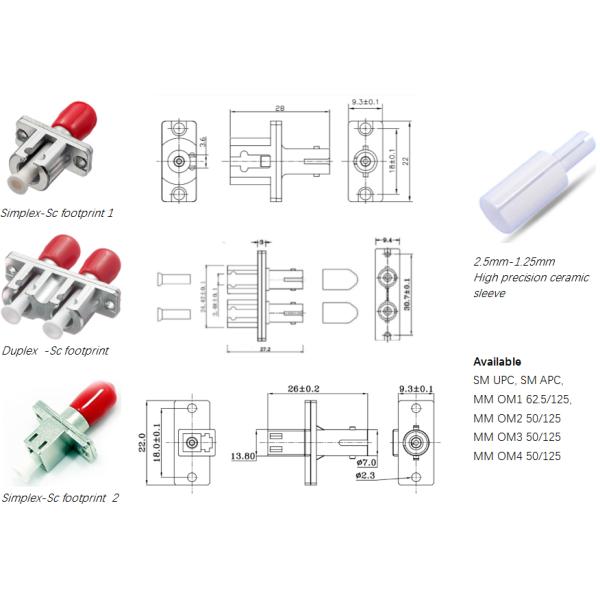 ST LC Hybrid Simplex Single Mode Fiber Optic Coupler Female To Female