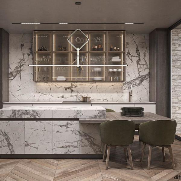 Casa inteligente Armario modular de contrachapado de madera Pvc de diseño moderno cajón cesto corredero de cocina deslizante Set de muebles de gabinete de despensa