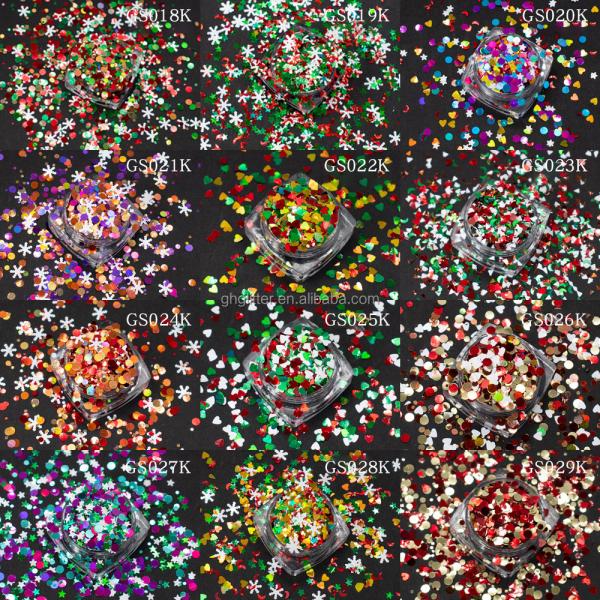 Red Loose Makeup Chunky PET Glitter Powder Bulk For Christmas Tree Decoration