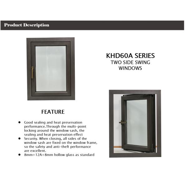 1.4mm Thickness Double Glazed Casement Windows Swing Outside Open