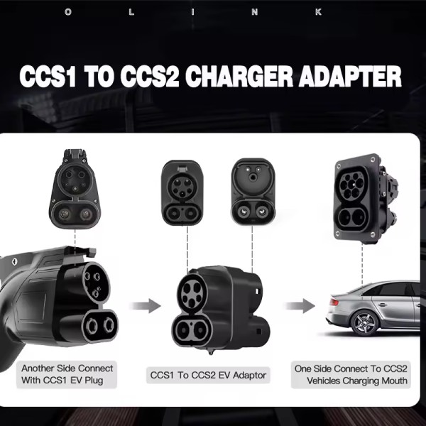 CCS1 to CCS2 DC Fast Charger Adapter Plug | 200A Waterproof EV Charging Connector