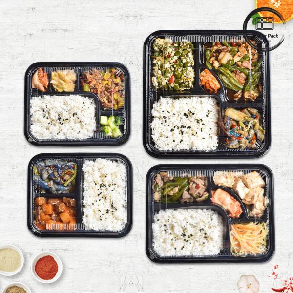 Microwave Safe Disposable Plastic Food Containers 3 Compartment Clear Takeaway Packaging